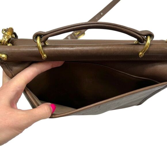 Vintage Coach Taupe Leather Willis Crossbody & Top Handle Bag F6C-9927 - Picture 12 of 15